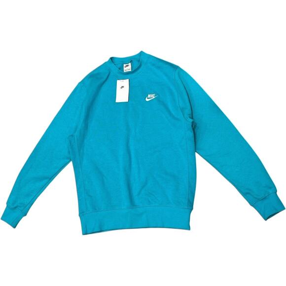 Nike Swoosh Logo Men's Sweatshirt Sportswear Club Fleece Crew Size S Teal NWT - Picture 2 of 9